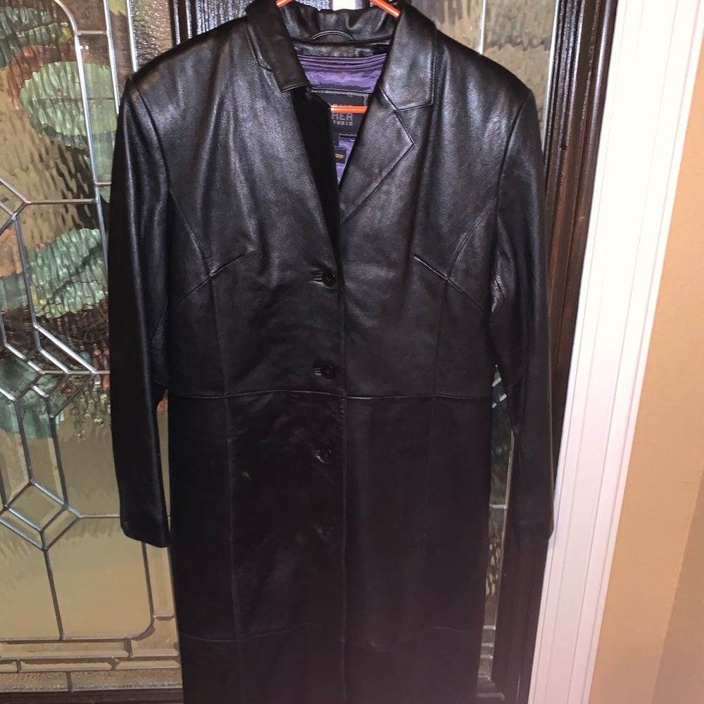 Wilson’s leather pelle studio black leather coat